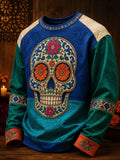 Men's Day Of The Dead Print Crew Neck Sweatshirt