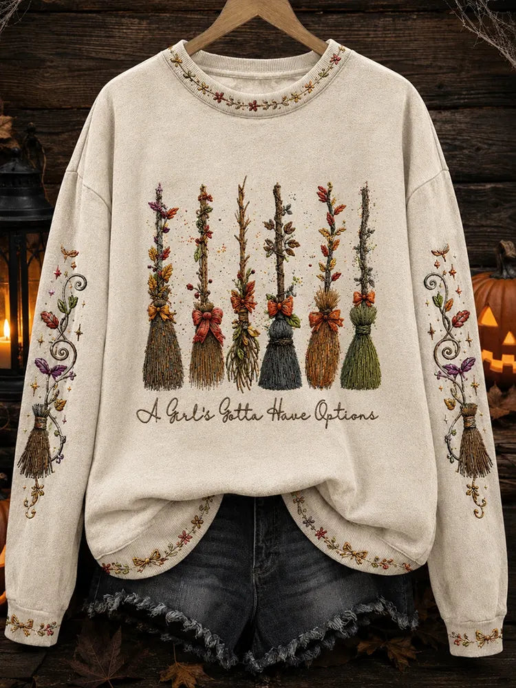 Women's Halloween Art Print Casual Sweatshirt