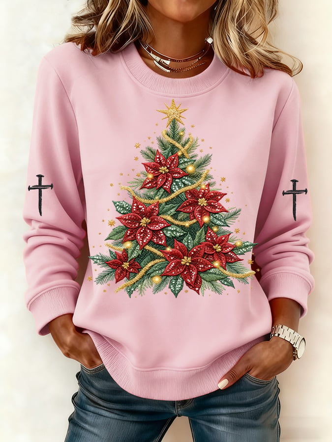 Women's Casual Retro Christmas Tree Sweatshirt
