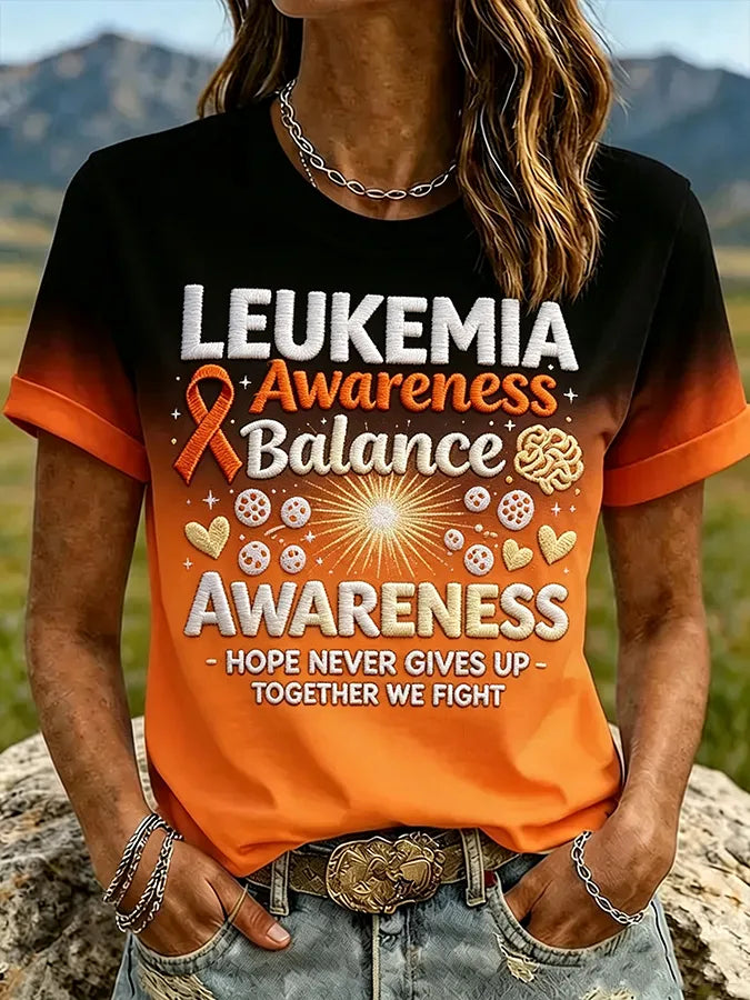 Women's Leukemia Awareness Graphic Casual T-Shirt