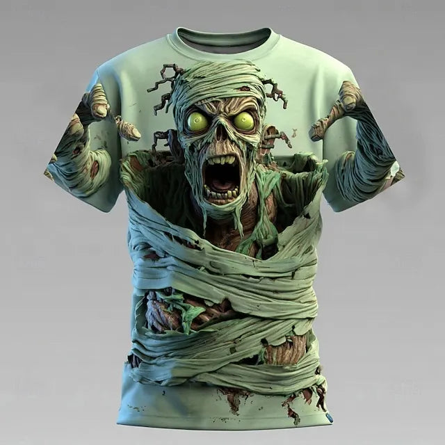 Men's Halloween Optical Illusion Zombies 3d Short Sleeve T-shirt
