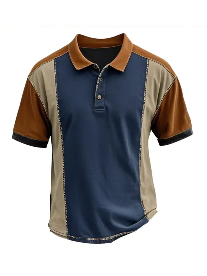 Classic polo shirt for men in casual business style with color block design