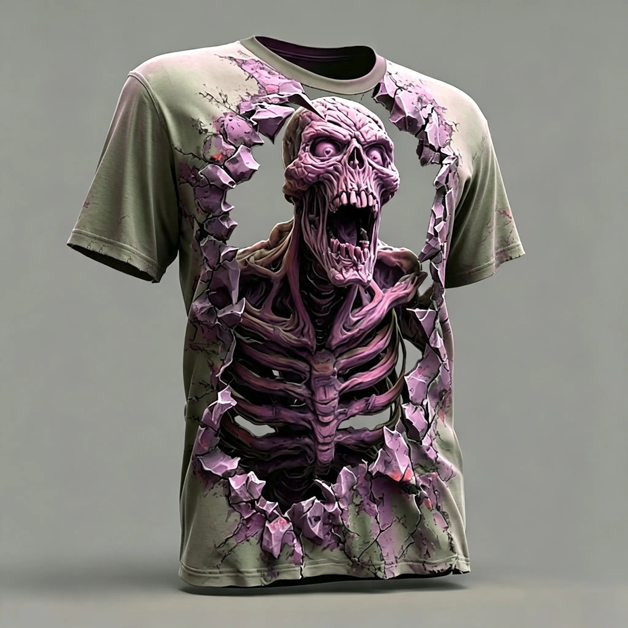 Men's Halloween Optical Dislocation Zombie 3d Print T-shirt