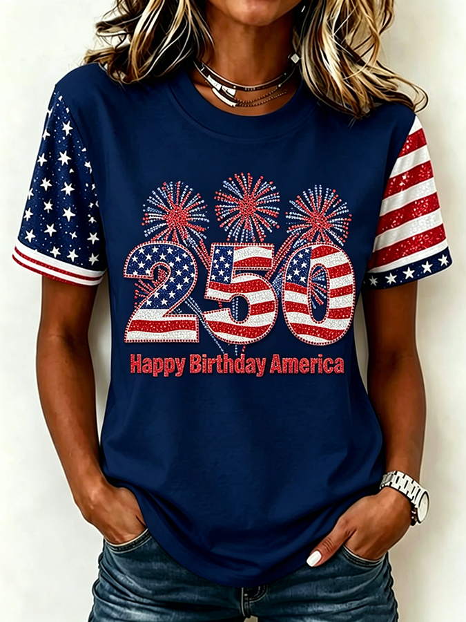 Women'S Casual Patriotic T-Shirt