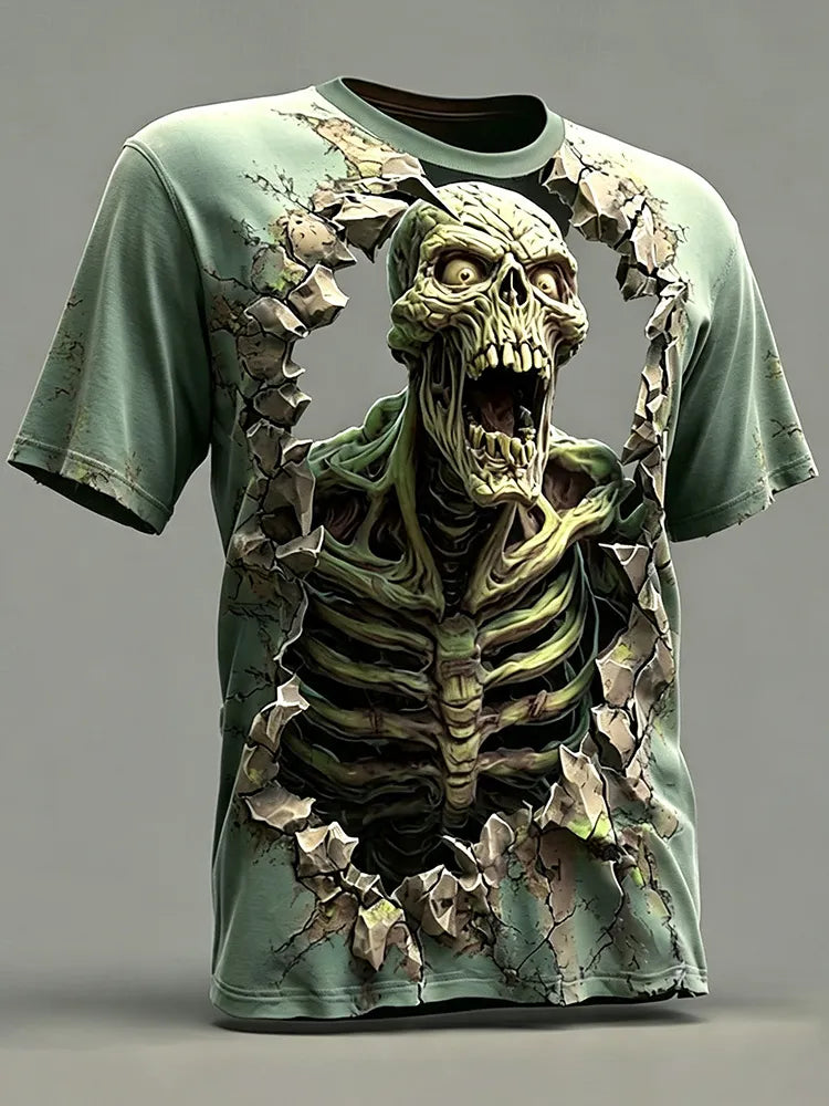 Men's Halloween Optical Dislocation Zombie 3d Print T-shirt