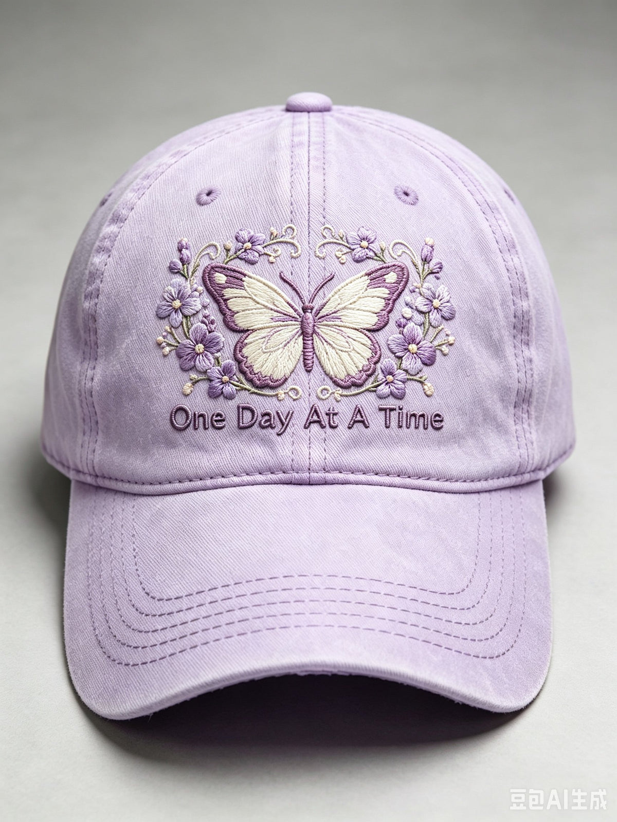 Casual Hat With Purple Floral Print