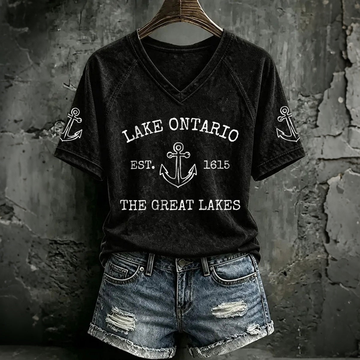 Women's 1615 Ontario Printed Casual Raglan Sleeve T-shirt
