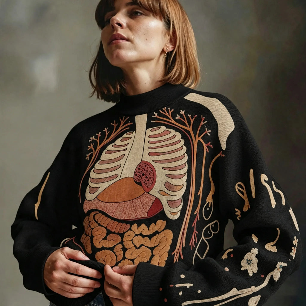 Classic Halloween Anatomy Art Chunky Knitted Sweater