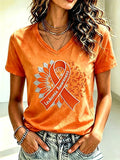Women's Leukemia Awareness Print Casual T-Shirt