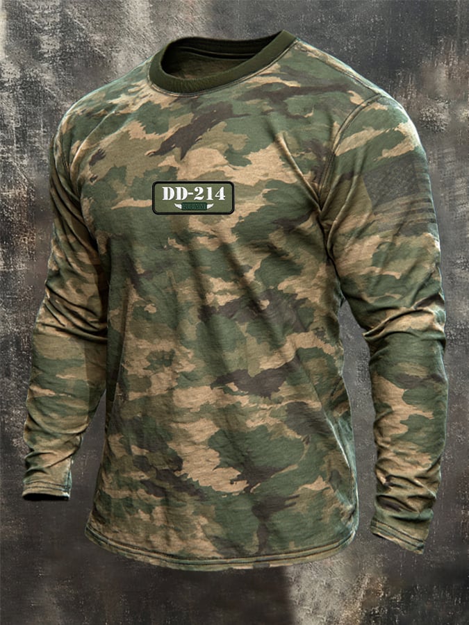 Men's Vintage Camo DD-214 Long-Sleeve T-Shirt