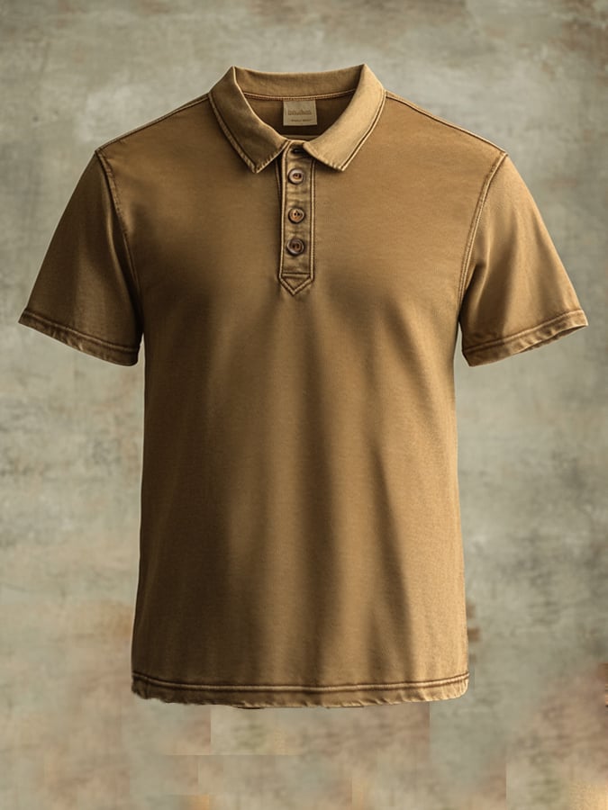 Classic patchwork polo shirt made of retro fabric for men