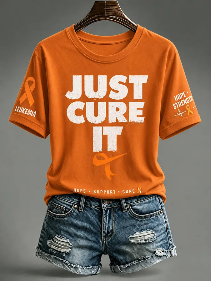 Women'S Casual Leukemia Awareness Print Short-Sleeve T-Shirt