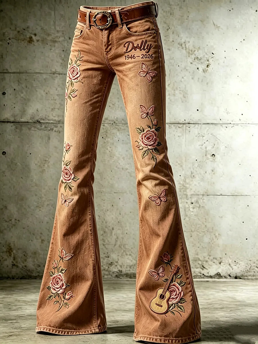 Women'S Commemorative Pattern Waffle Casual Jeans
