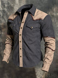 Men's Vintage Dual-Pocket Faux Suede Western Shirt