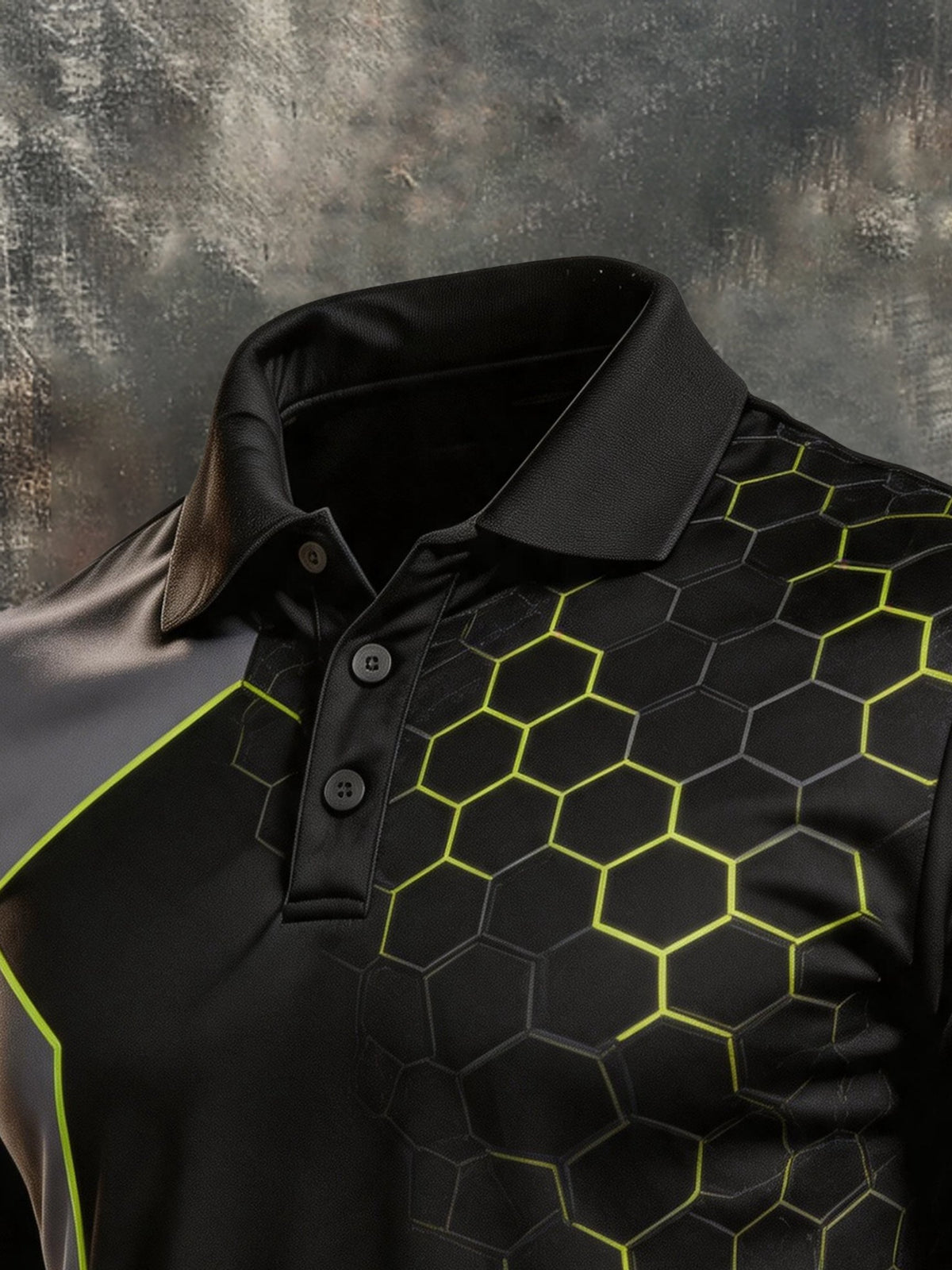 Men's Retro Color-Block Long-Sleeve Polo Shirt