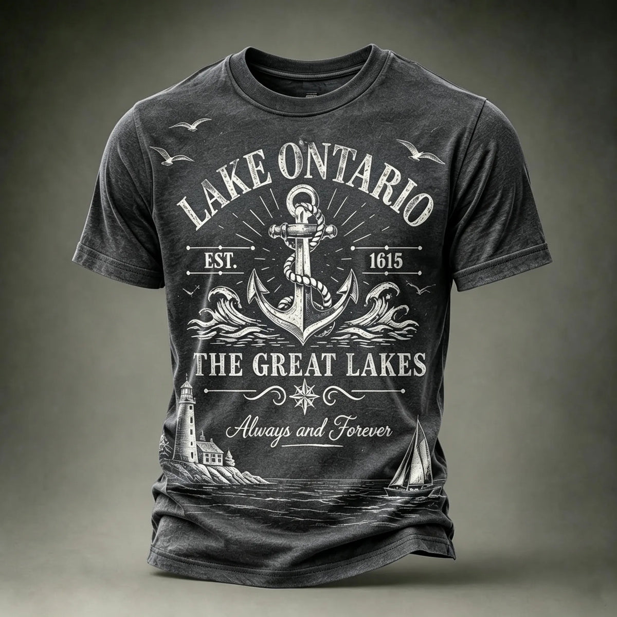 Men's Retro Lake Ontario Print T-shirt