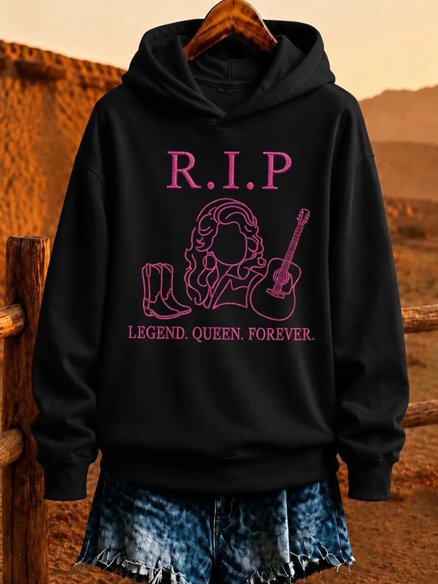 Women'S Rural Queen Commemorative Printed Long Sleeve Hoodie