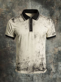 Men's casual short sleeve retro style polo shirt with contrast color