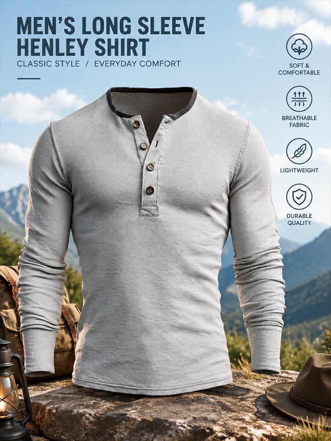 Men's Vintage Comfortable Henley T-Shirt