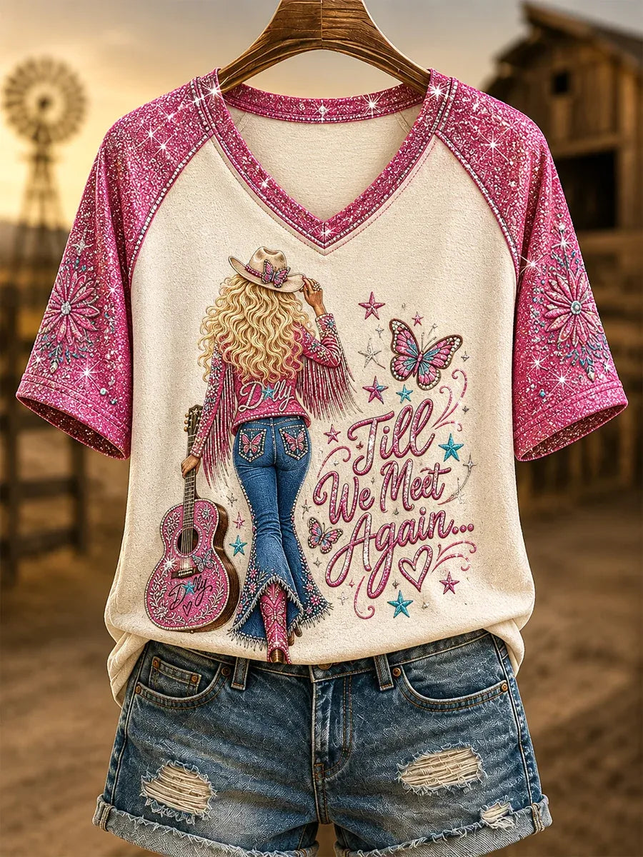 Women's R.I.P Country Music Legend Tribute V-Neck Tee