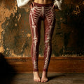 Women's Retro Halloween Skeleton And Spider Lily Pattern Casual Leggings