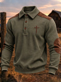 Men's Faith Cross Printed Collared Sweatshirt