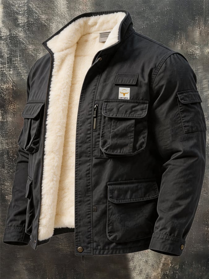 Men's Vintage Cotton Thermal Multi-Pocket Outdoor Jacket