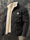 Men's Vintage Cotton Thermal Multi-Pocket Outdoor Jacket