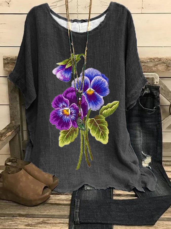 Women's Purple Flower Alzheimer's Awareness Support Shirt