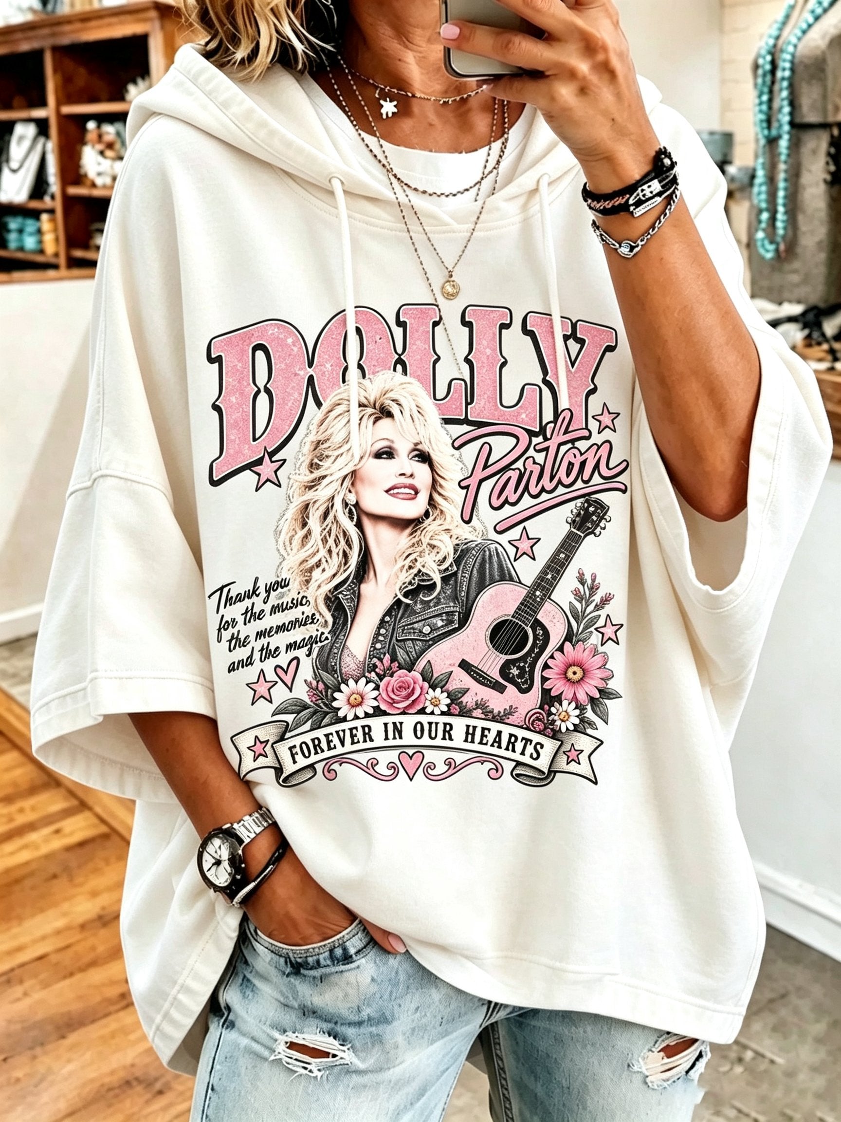 Women's Dolly Parton Memorial Print Hoodie