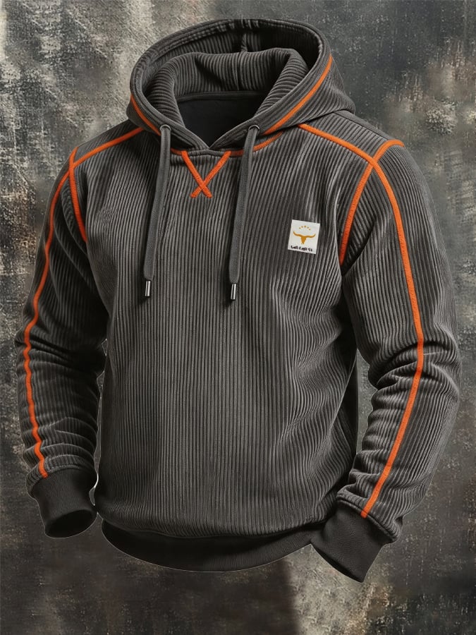 Men's Vintage-Style Cotton Corduroy-Textured Comfortable Hoodie