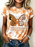 Women's Leukemia Awareness Print Casual T-Shirt