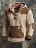 Men's Retro Textured Waffle-Knit Panel Sweatshirt