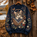 Women's Autumn Cute Cat Art Regular Sweatshirt