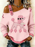 Women's casual animal print top for breast cancer awareness