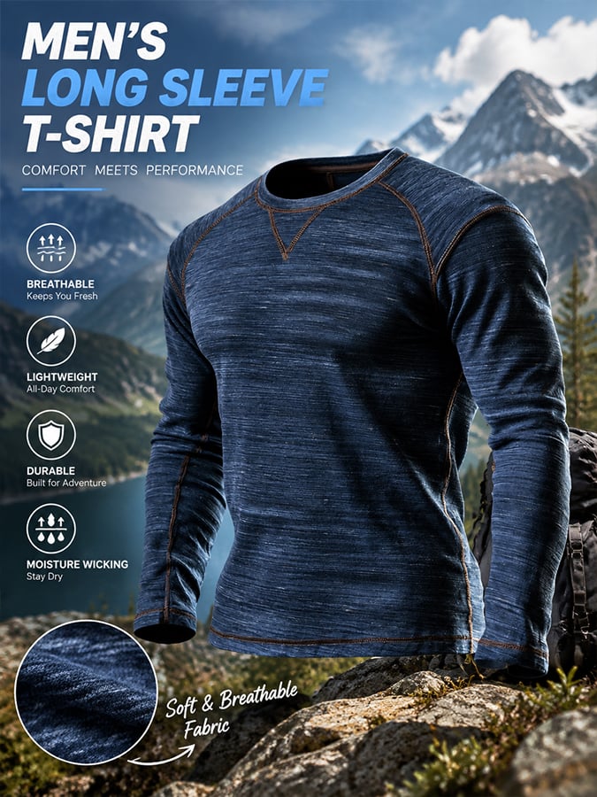 Men's Retro Comfortable Color-Block Crew Neck T-Shirt