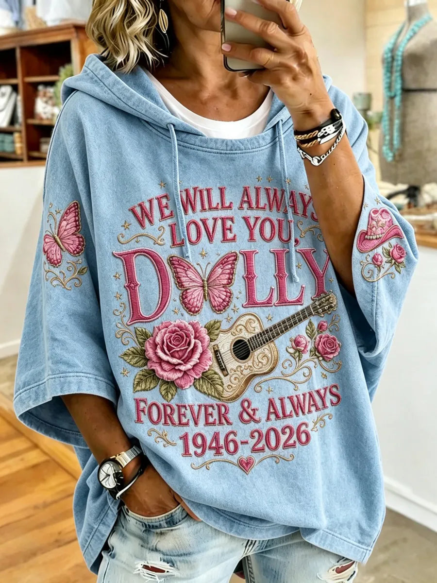 Women'S Commemorative Print Casual Hooded Sweatshirt