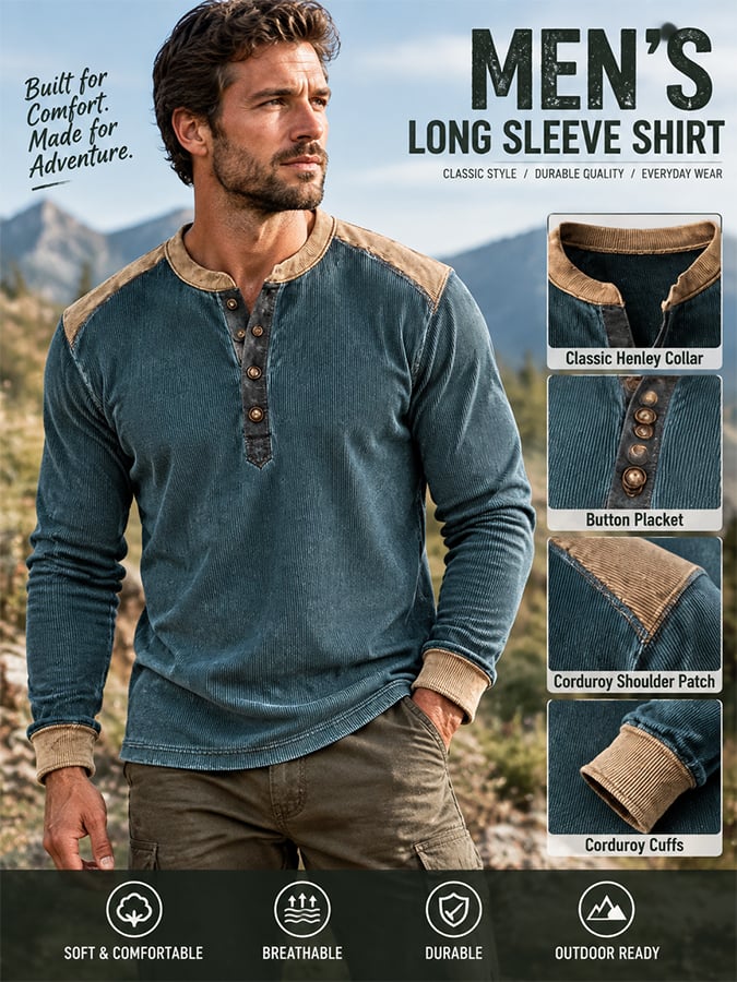 Men's Vintage Comfortable Henley T-Shirt