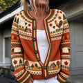 Women's Vintage Farm Animal Print Casual Knit Cardigan Sweater