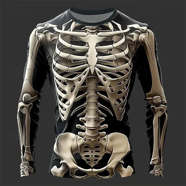 Halloween Men's Skull Graphic Skeleton 3d Print Long Sleeve T-shirt