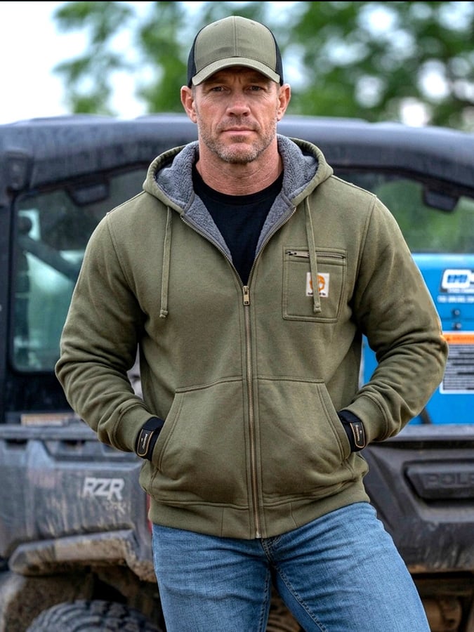 Men's Vintage Fleece-Lined Warm Hooded Jacket
