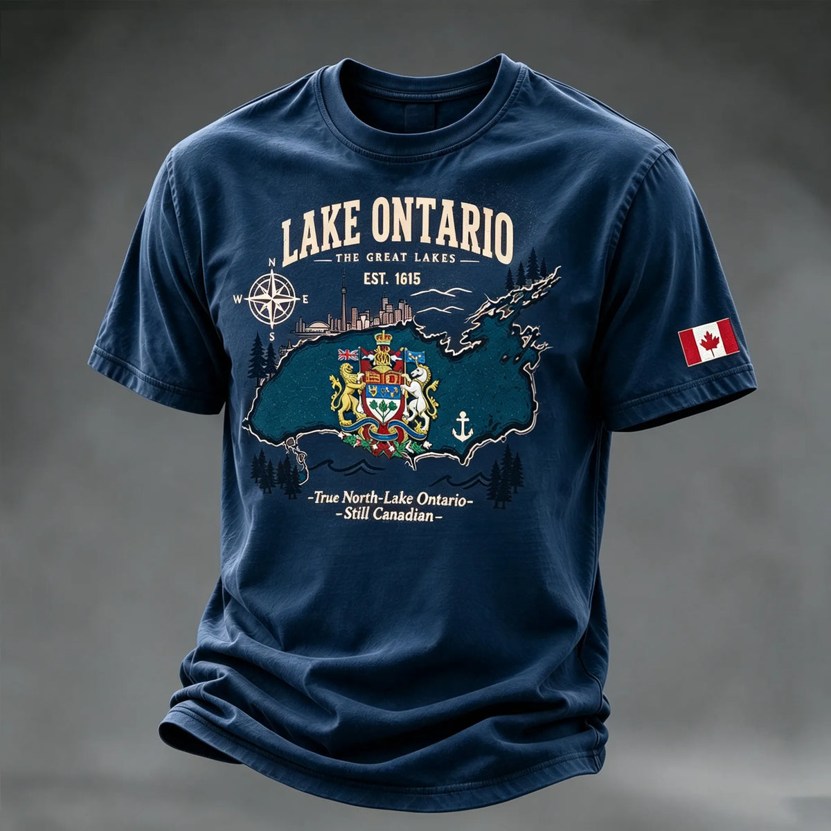 Men's Retro Lake Ontario Still Canadian Printed T-shirt