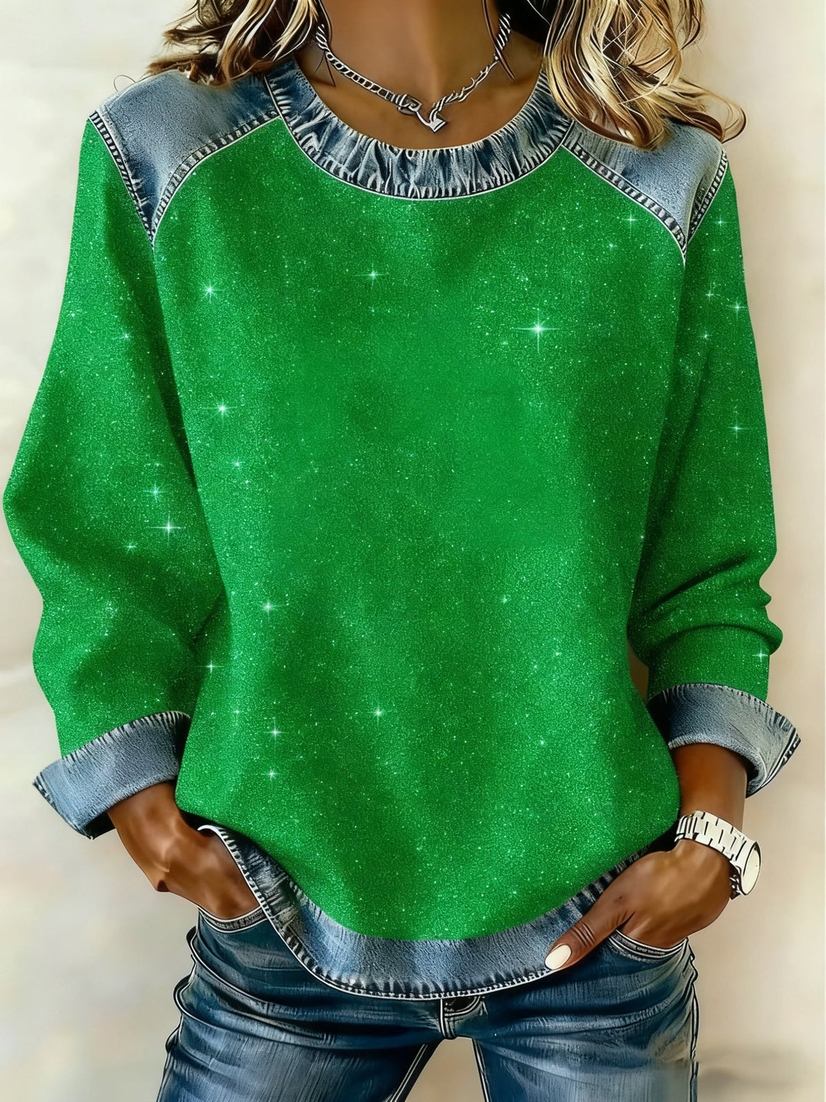 Women's Christmas Patchwork Casual Sweatshirt