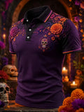 Men's Day Of The Dead Print Short Sleeve Polo Shirt
