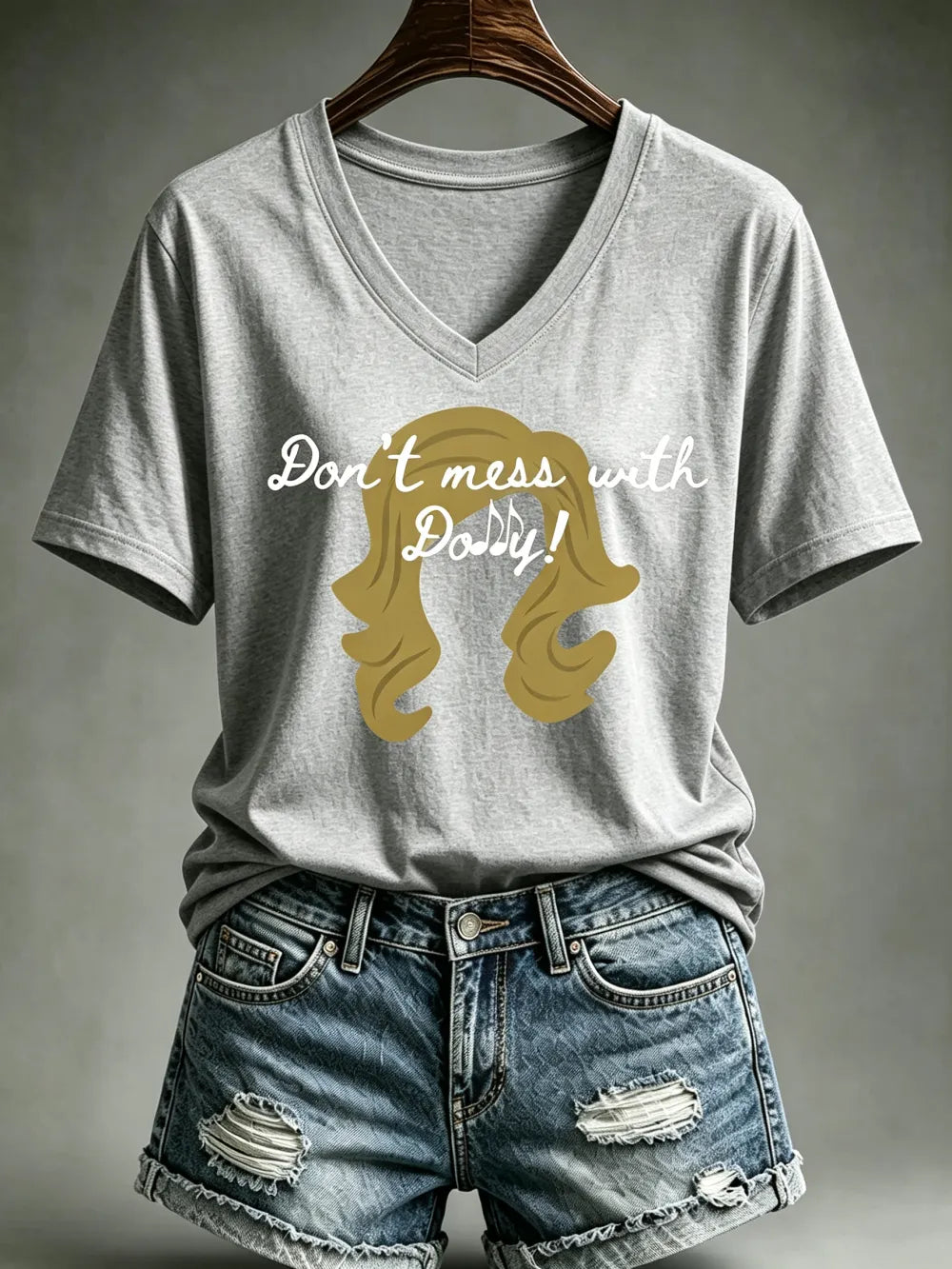 Ladies' Casual Commemorative Legendary Print V-Neck T-Shirt