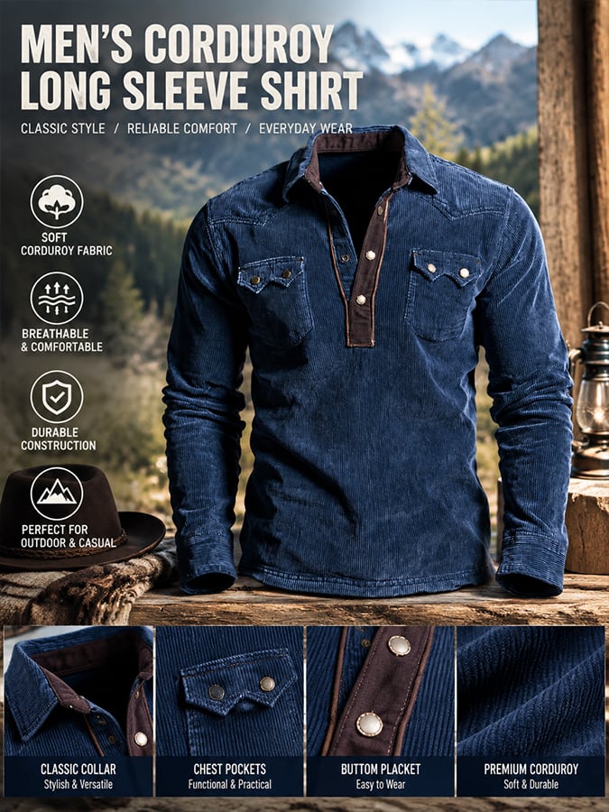 Men's Vintage Comfortable Henley T-Shirt
