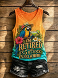 I’m Retired It’s 5 O’Clock Everywhere Parrot Cocktail Tropical Women’s Tank Top