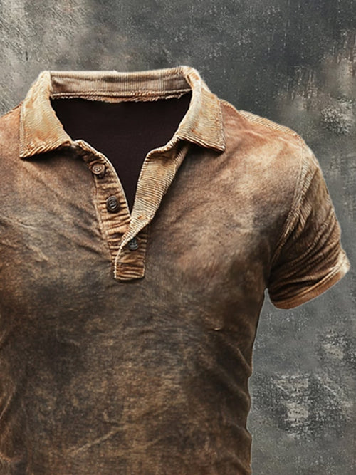 Casual, short-sleeved polo shirt in a retro look for men in a used look