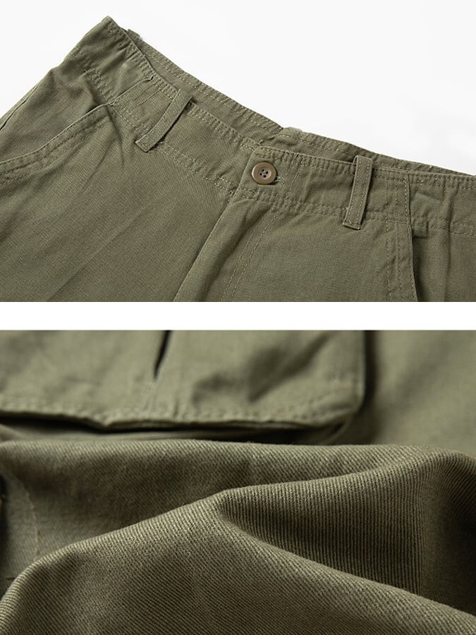 Men's Vintage Outdoor Cotton Plaid Woven Functional Work Shorts