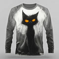 Men's Halloween Cat Funny  3d Print Crew Neck T-shirt